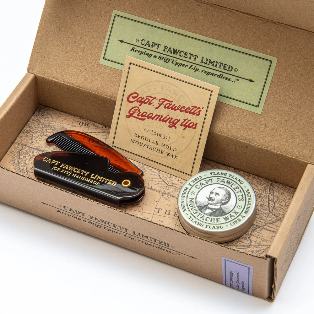 Captain Fawcett's Moustache Wax & Folding Pocket Comb Set - Image 3