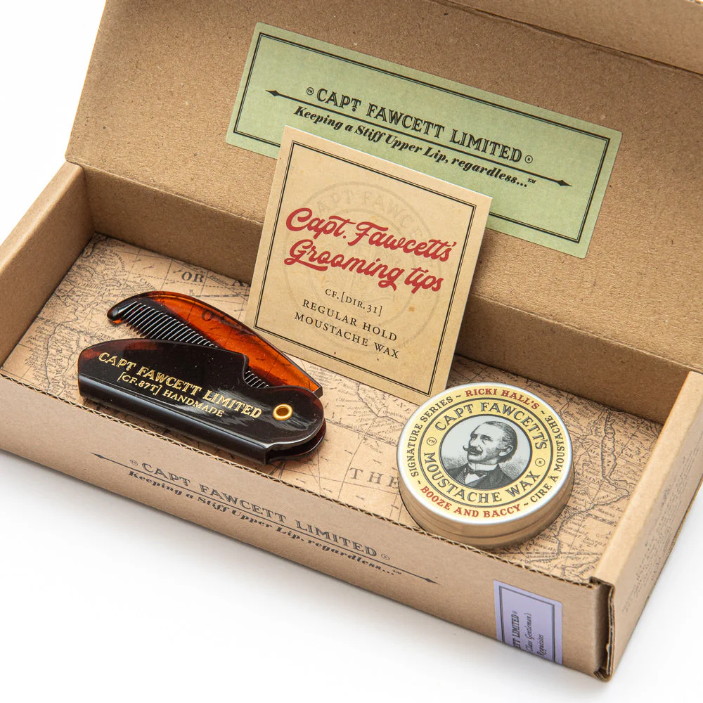 Captain Fawcett's Moustache Wax & Folding Pocket Comb Set - Image 4