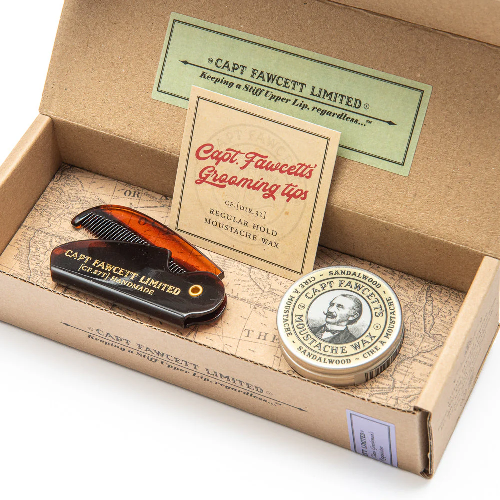 Captain Fawcett's Moustache Wax & Folding Pocket Comb Set - Image 5