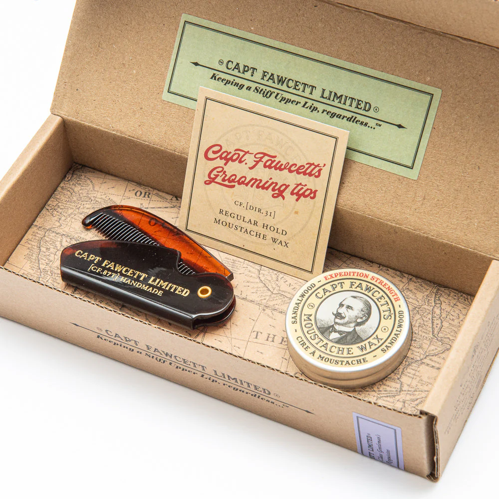 Captain Fawcett's Moustache Wax & Folding Pocket Comb Set - Image 7
