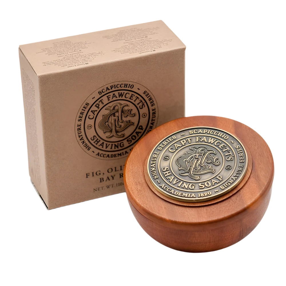 Captain Fawcett's Scapicchio's Fig, Olive and Bay Rum Shaving Soap 110g - Image 3