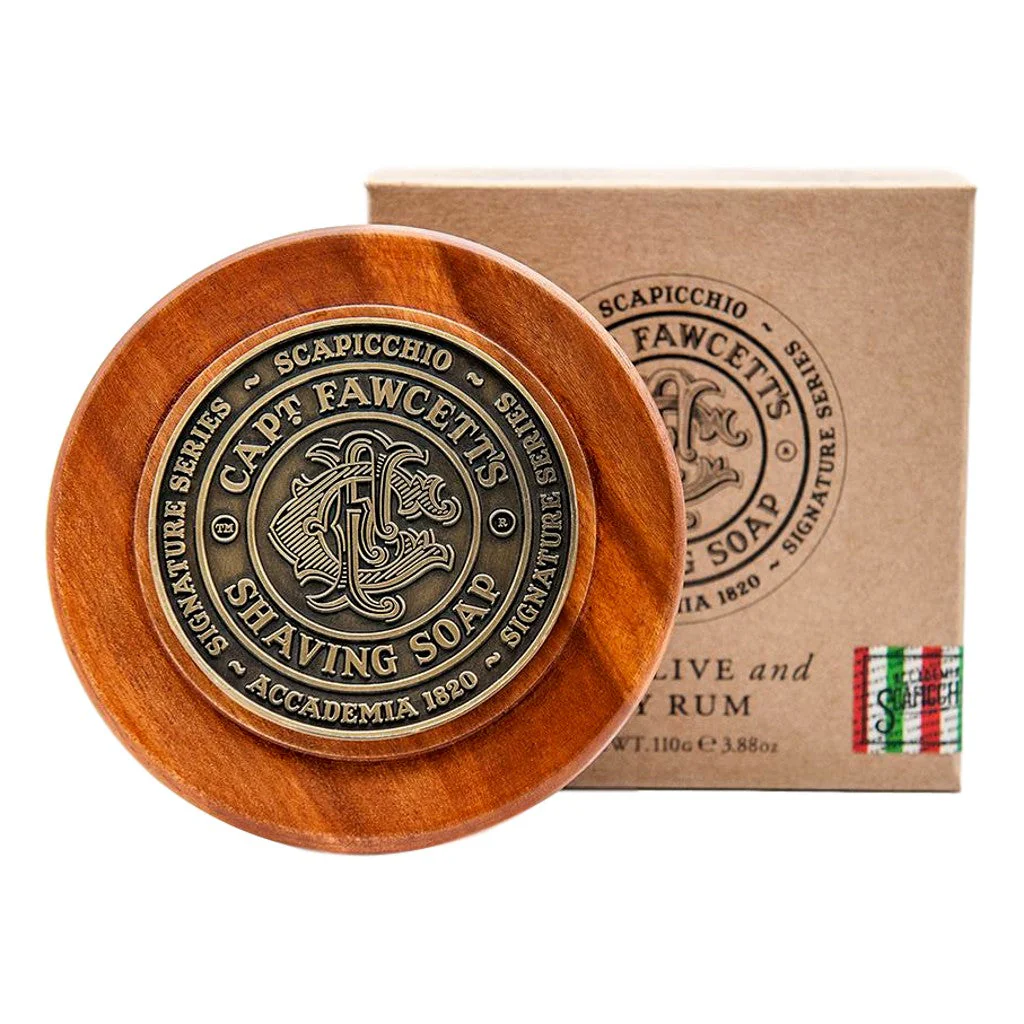 Captain Fawcett's Scapicchio's Fig, Olive and Bay Rum Shaving Soap 110g - Image 4