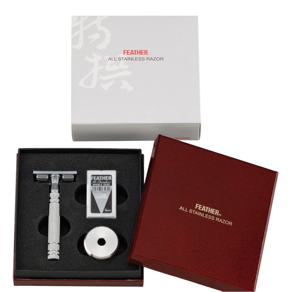 Feather All Stainless Safety Razor with Stainless Steel Stand AS-D2S - Image 4