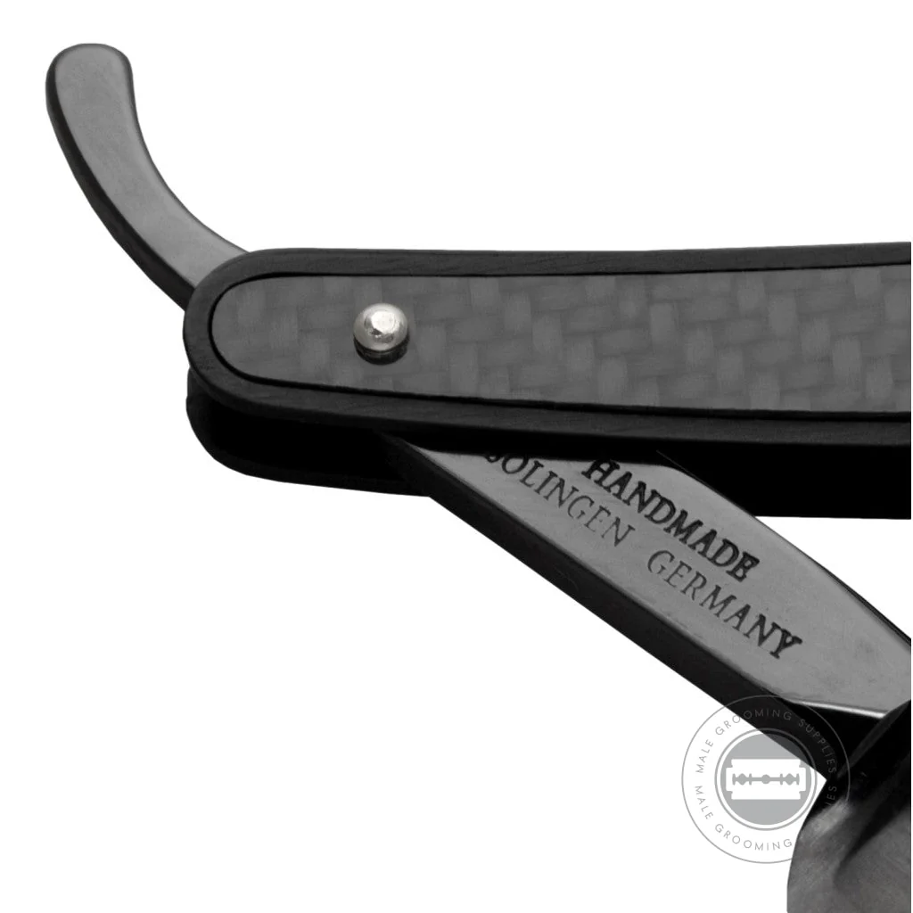 G&F 'Barbers Choice' Black Aluminium and Carbon Handle Straight Razor - Image 3