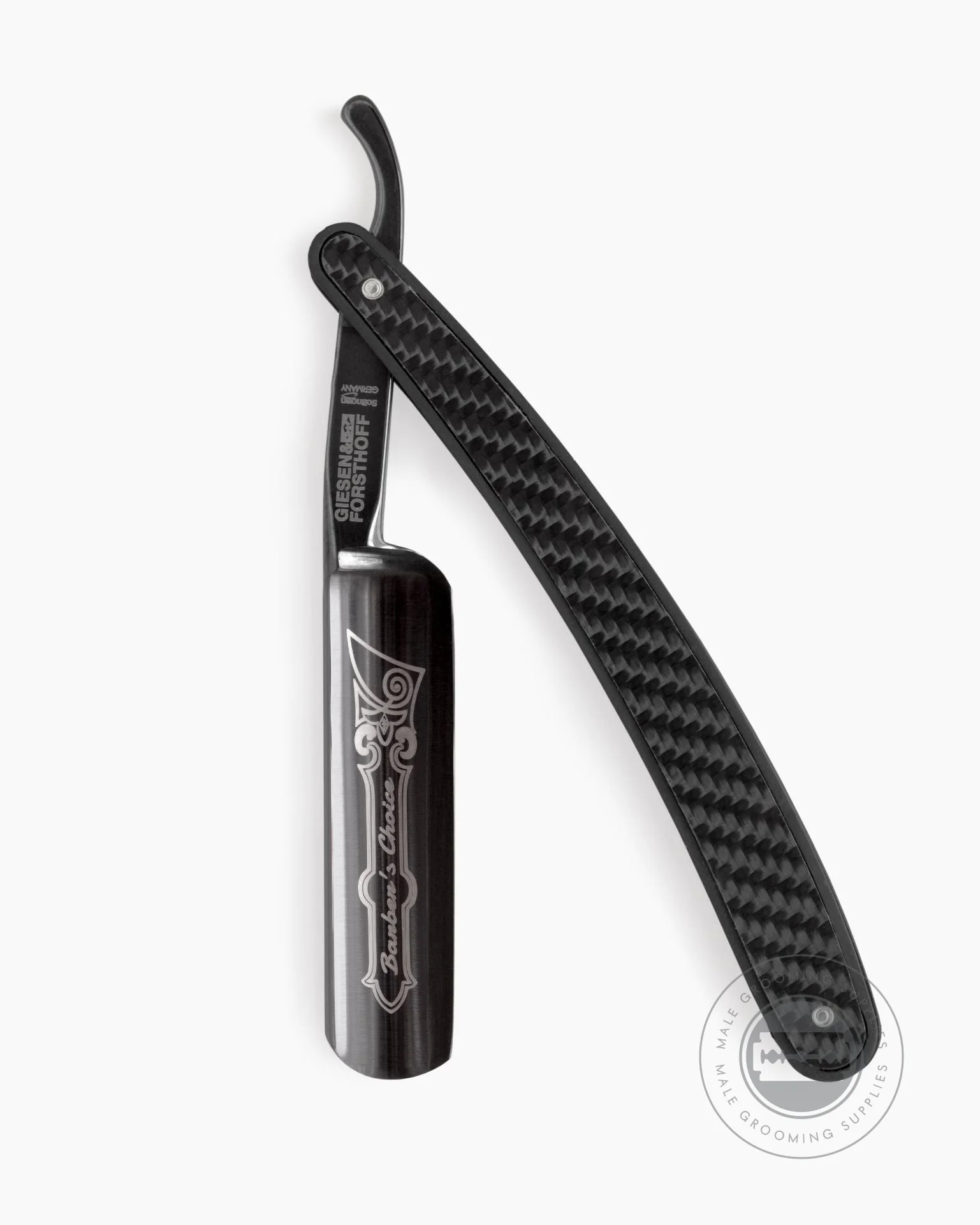 G&F 'Barbers Choice' Black Aluminium and Carbon Handle Straight Razor - Image 5