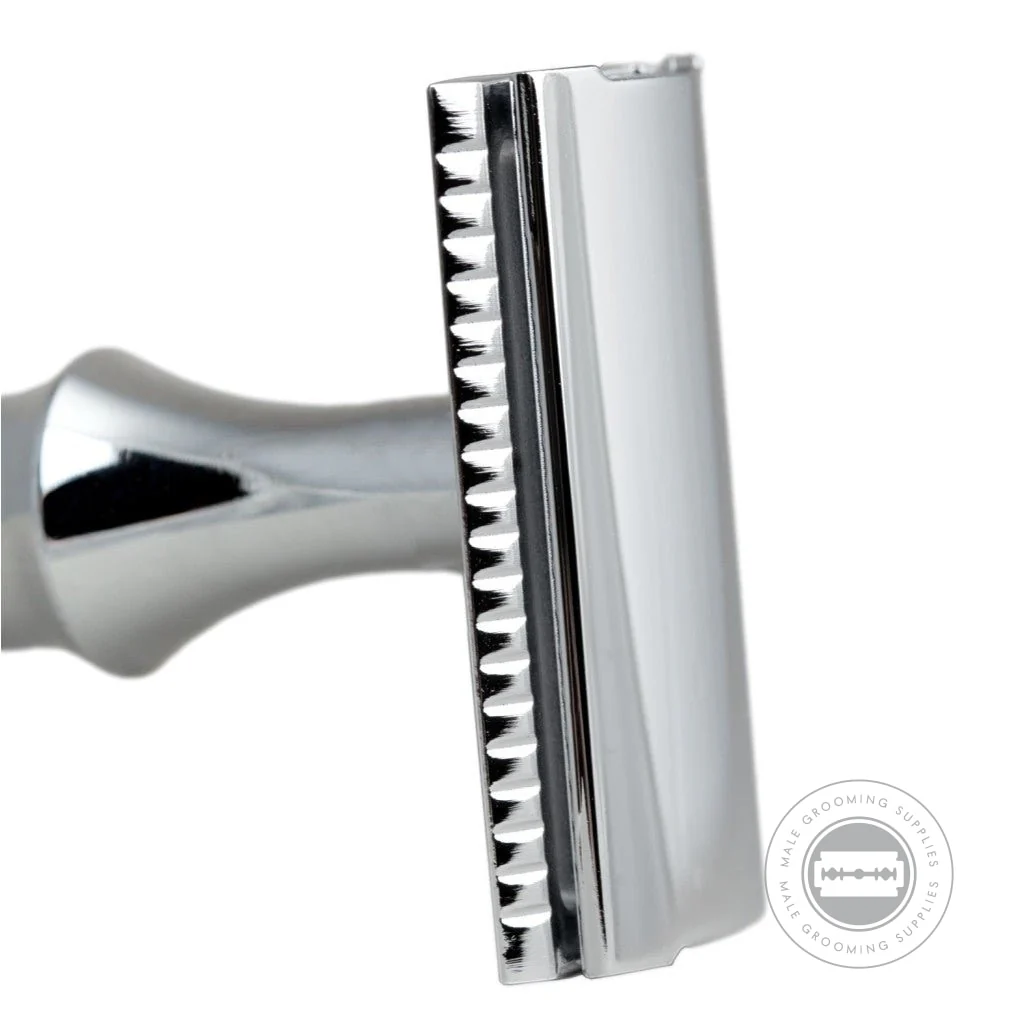 G&F Timor® Safety Razor 1920 with Long Stainless Steel Handle 100mm - Image 3