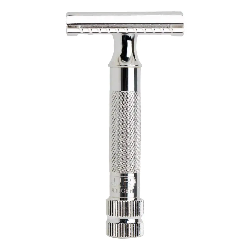 Merkur 34S Silver Plated Razor in Plastic Case with 10 Double Edge Blades - Image 2