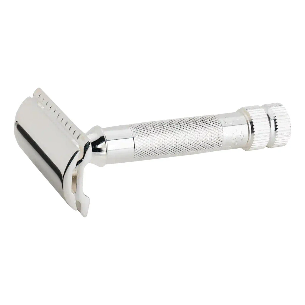 Merkur 34S Silver Plated Razor in Plastic Case with 10 Double Edge Blades - Image 3