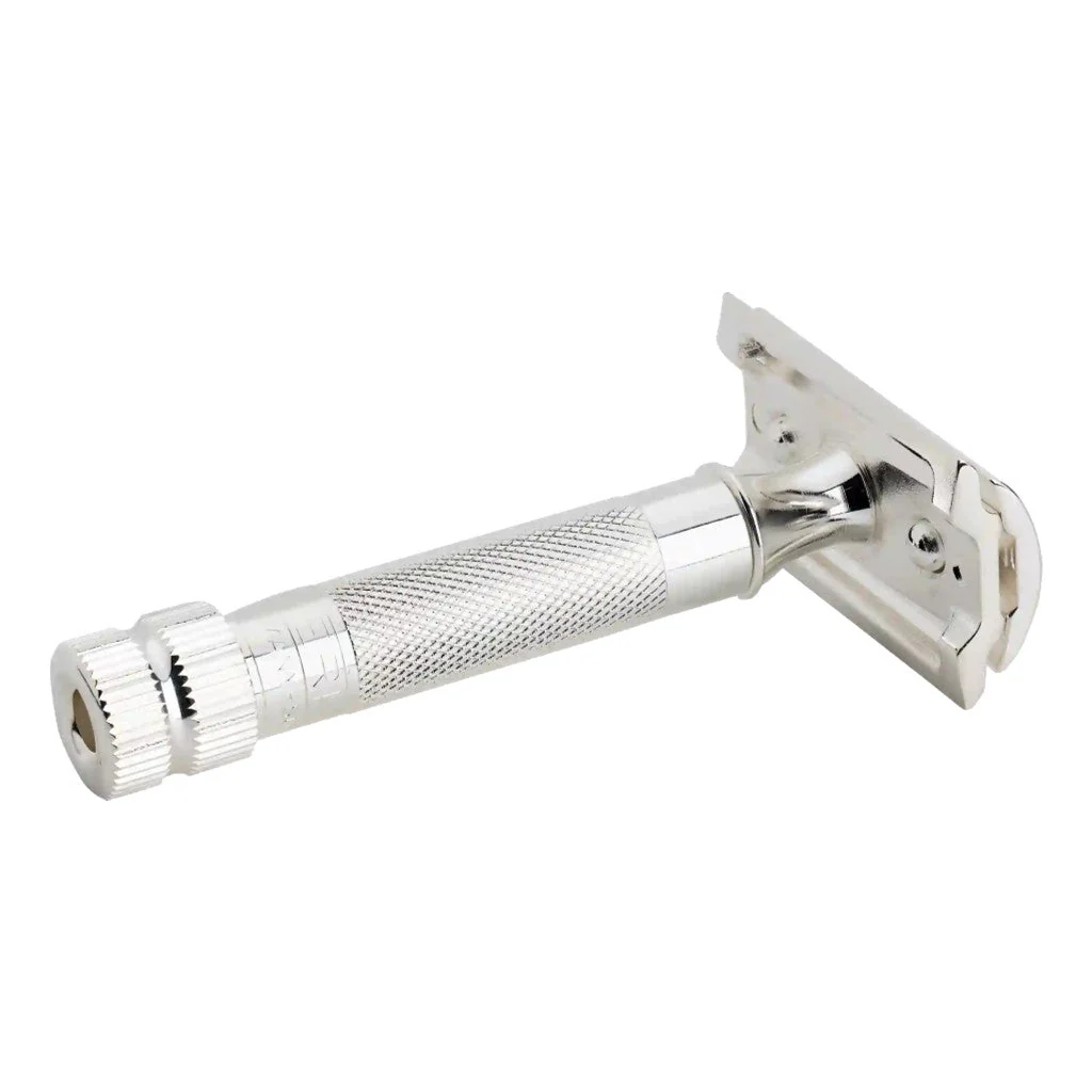 Merkur 34S Silver Plated Razor in Plastic Case with 10 Double Edge Blades - Image 4