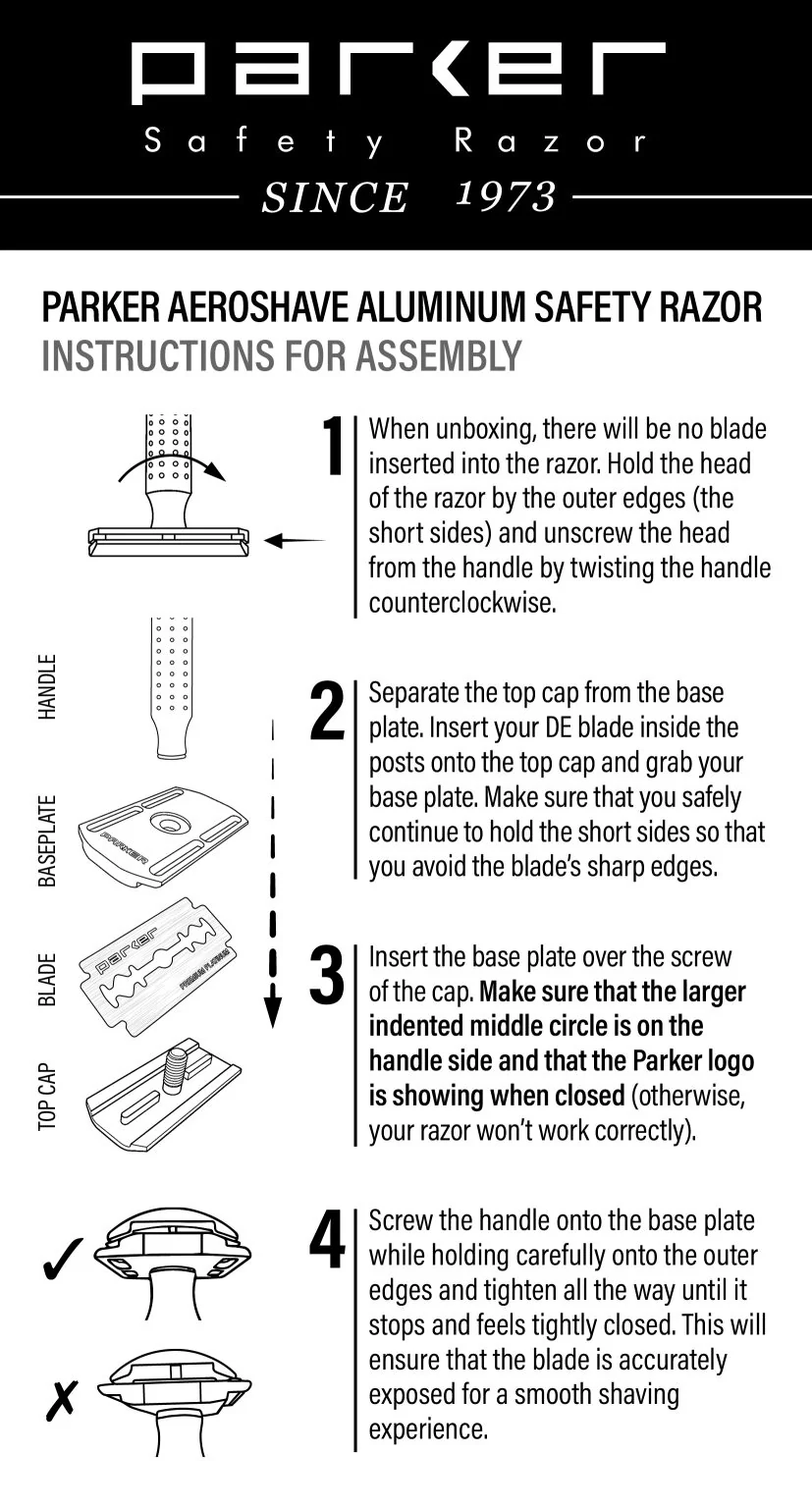 Parker AeroShave Aluminum Classic Length Safety Razor - Image 6