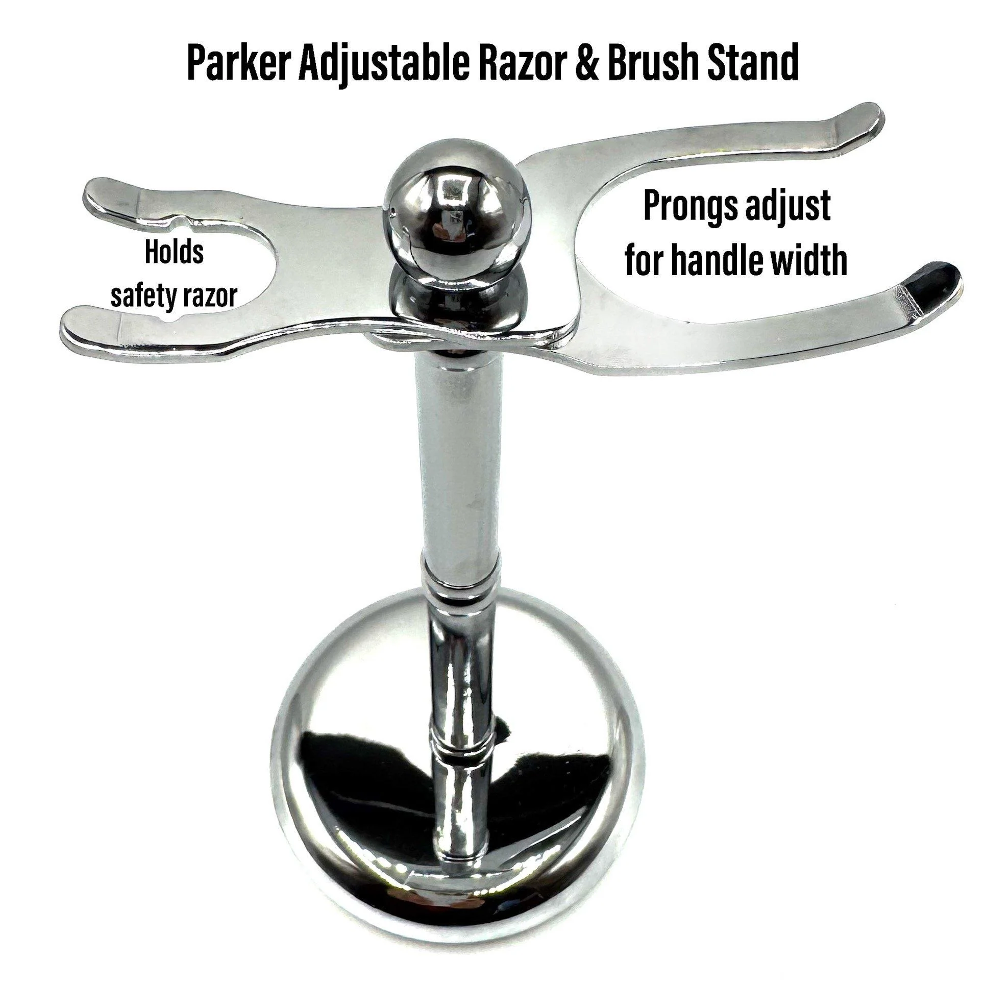 Parker Deluxe ADJUSTABLE Chrome Safety Razor & Shave Brush Stand - Image 2