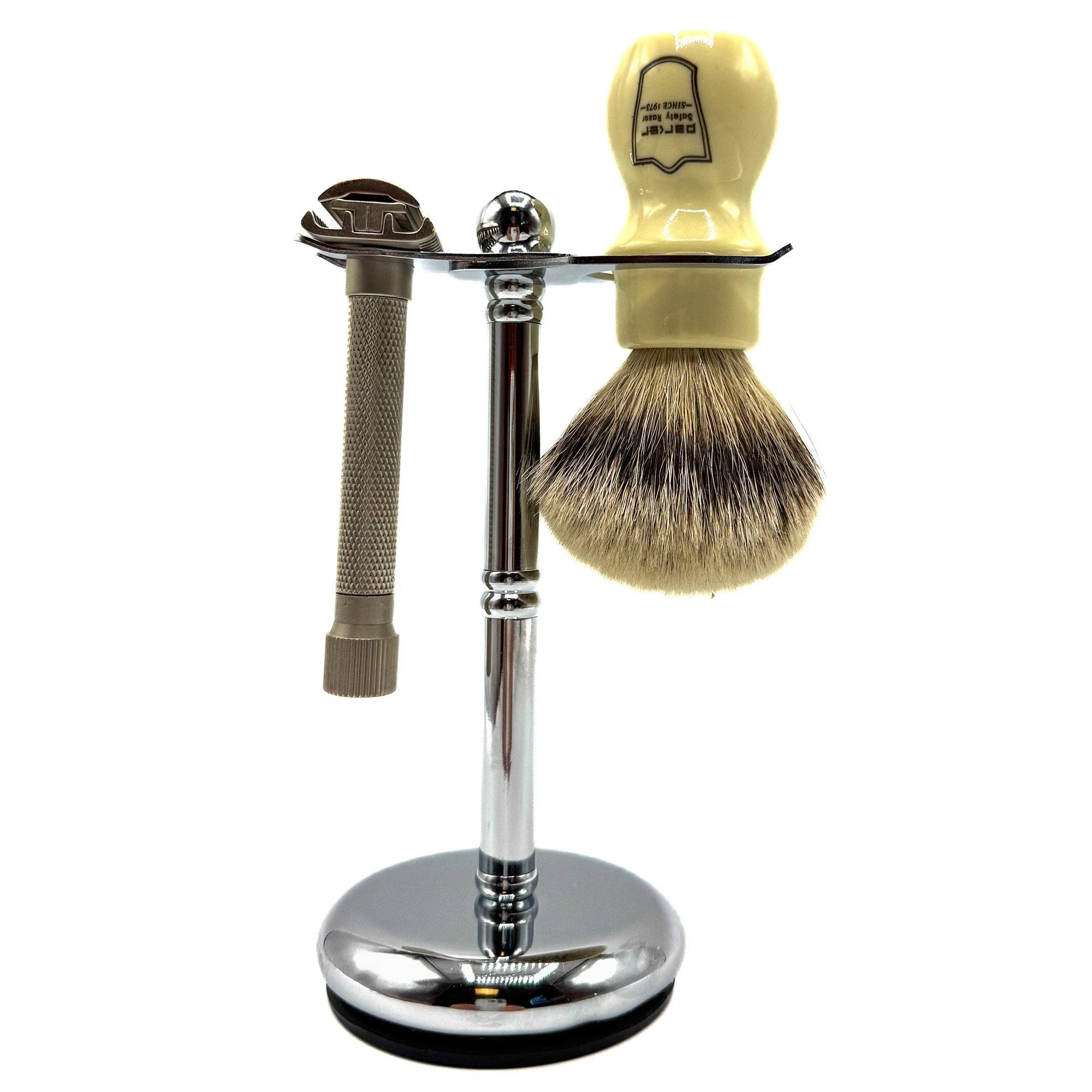 Parker Deluxe ADJUSTABLE Chrome Safety Razor & Shave Brush Stand - Image 6
