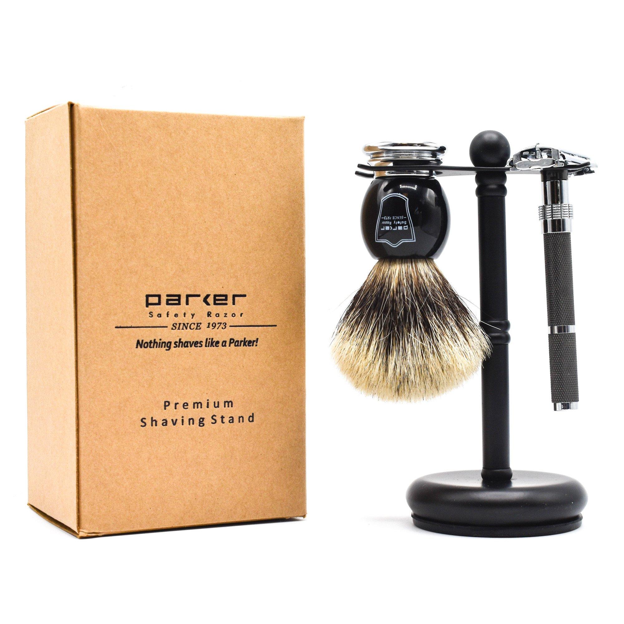 Parker Deluxe Black Safety Razor & Shave Brush Stand - Image 2