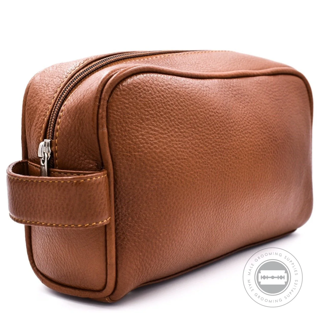 Parker Leather Large Saddle Dopp Kit - Image 3