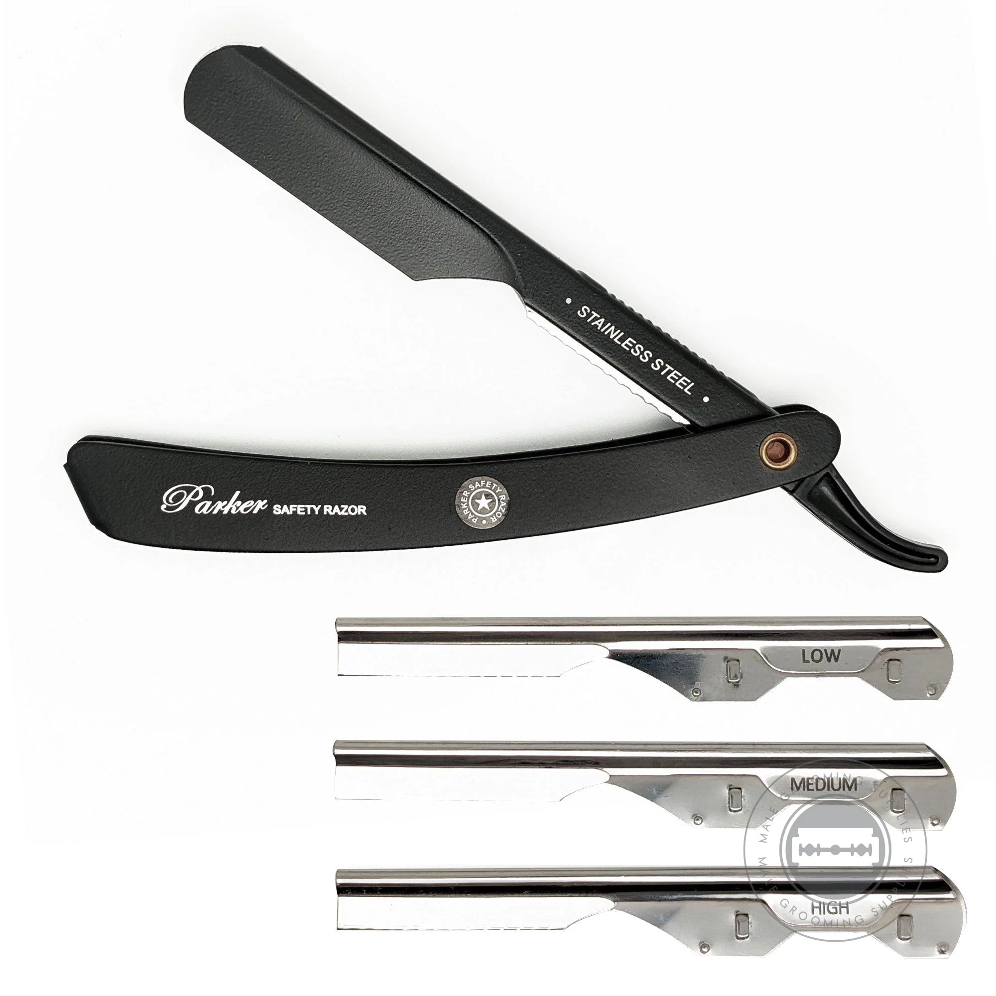 Parker PTABK Stainless Steel Adjustable Barber Razor