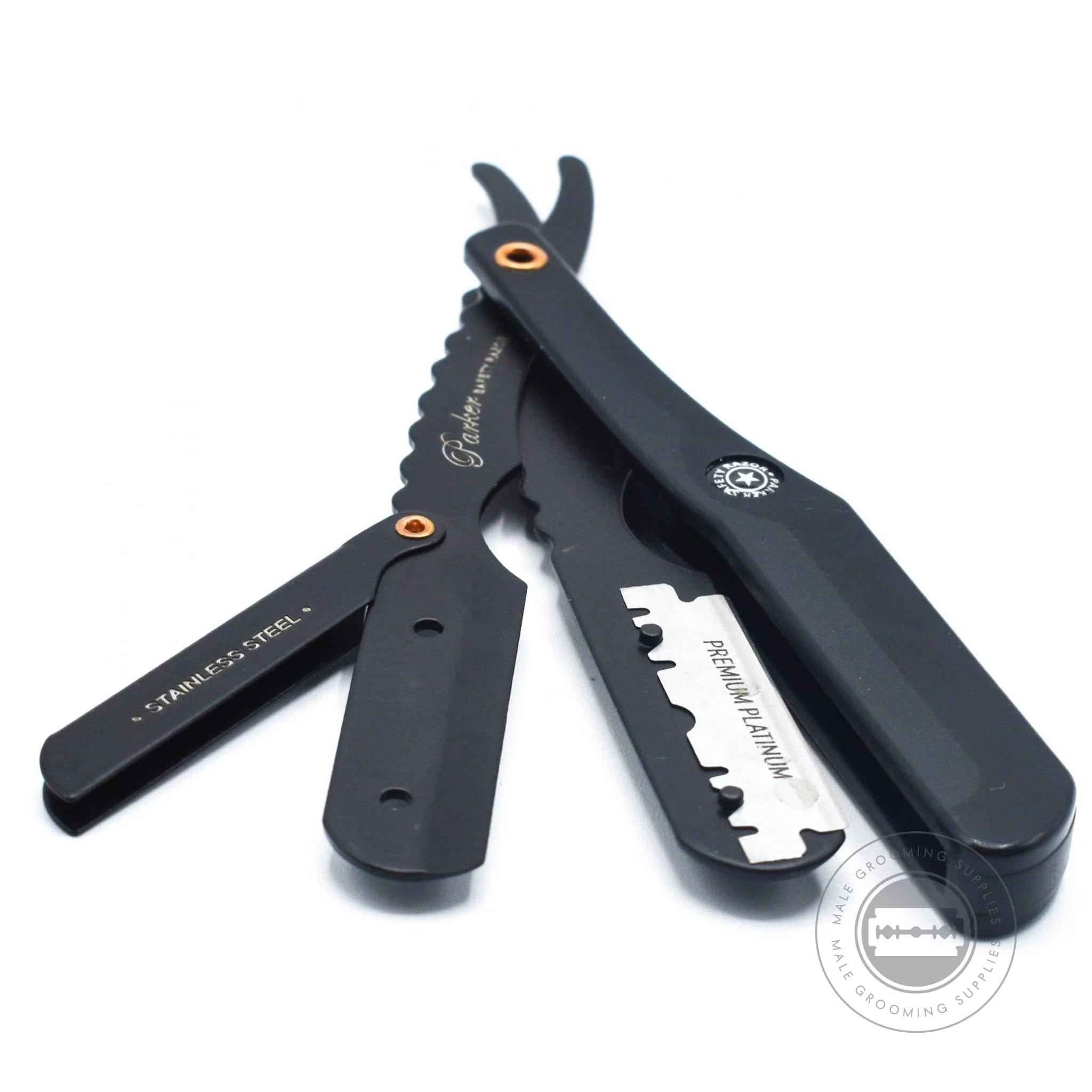 Parker SRBBA Black Stainless Steel Barber Razor - Image 2