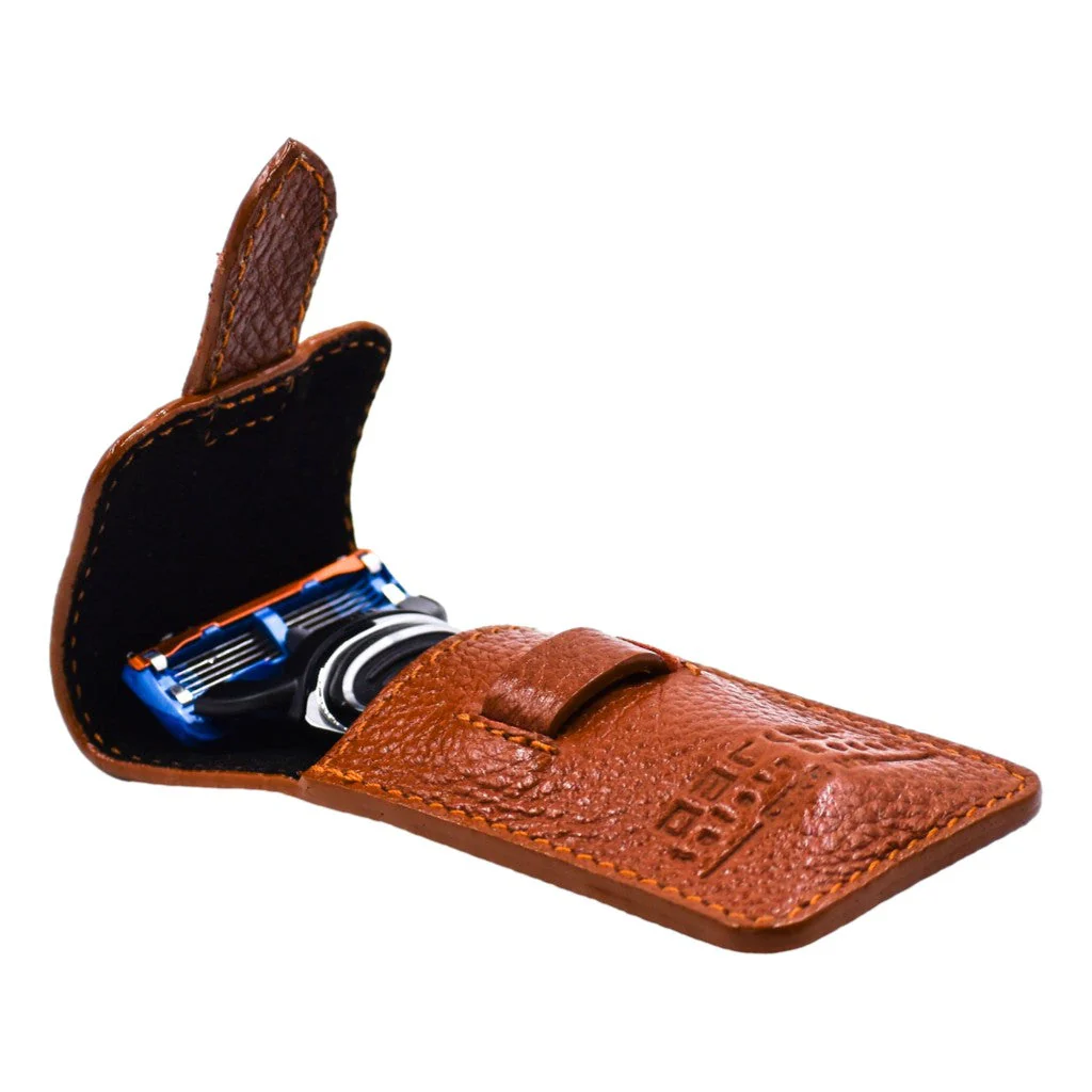 Parker Fusion Compatible Travel Razor With Leather Case - Image 4