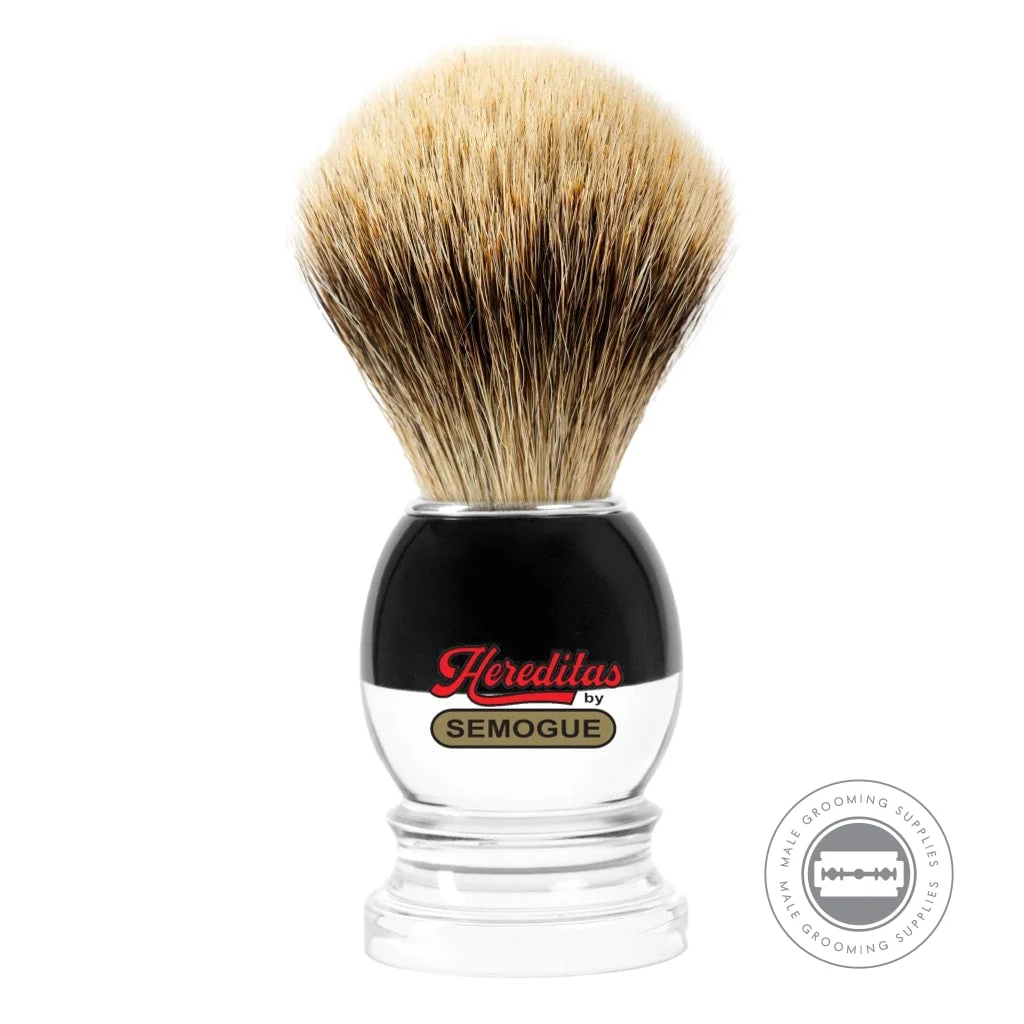 Semogue 2040HD Finest Badger Shaving Brush – Black & Clear Acrylic
