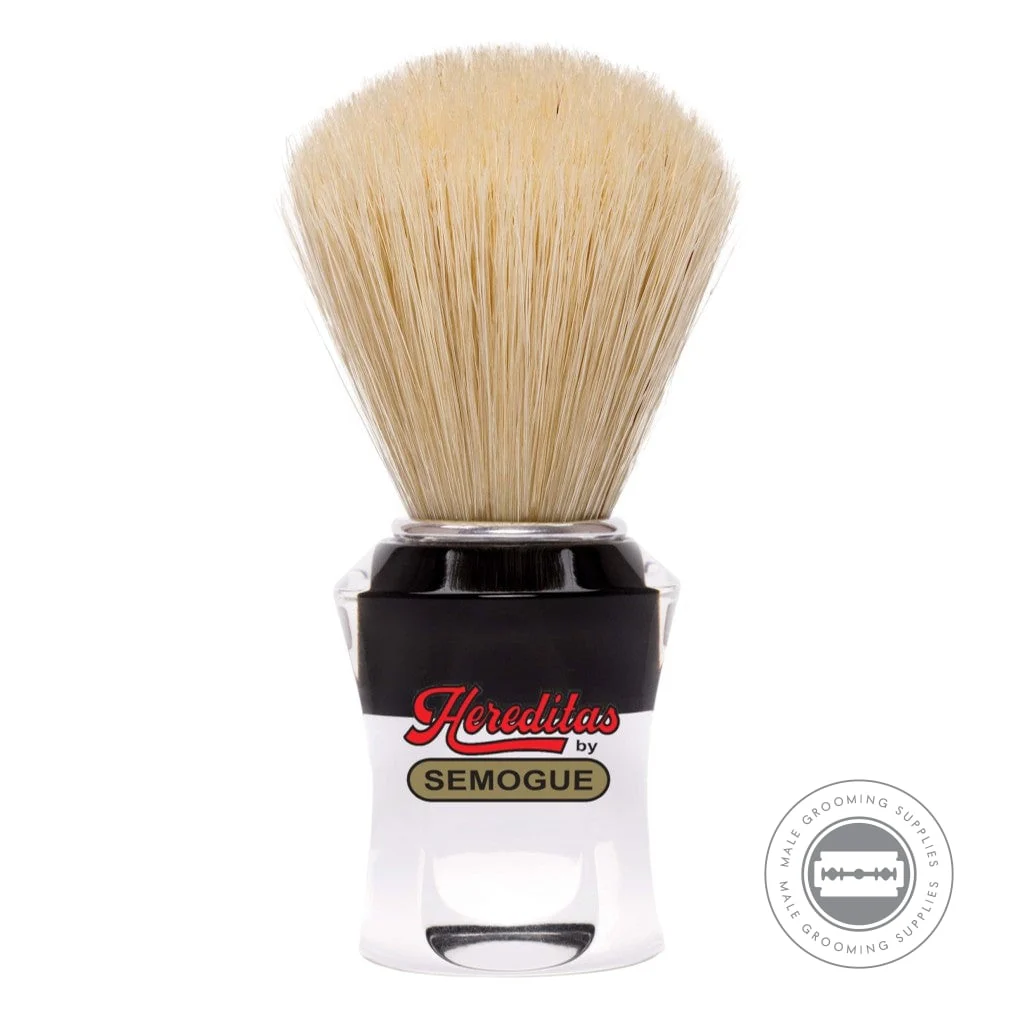 Semogue 610 Extra Boar Shaving Brush โ Black & Clear Acrylic