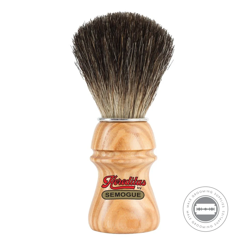 Semogue Hereditas 2010 Pure Black Badger Shaving Brush – Ash Wood