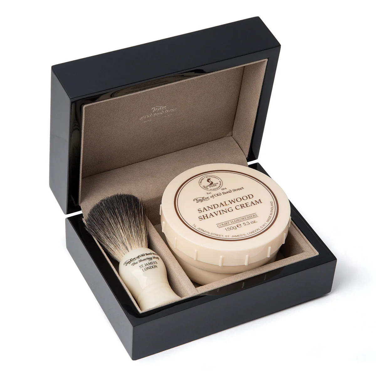 Taylor of Old Bond Street Sandalwood & Pure Badger Luxury Wooden Gift Box